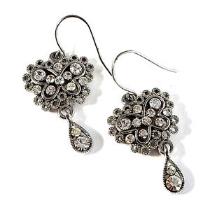 Rhinestone Butterfly Earrings with Teardrop